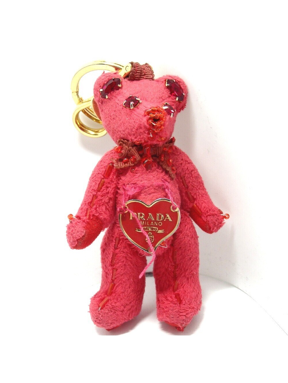 Prada Teddy Bear Design Keychain Metal Used